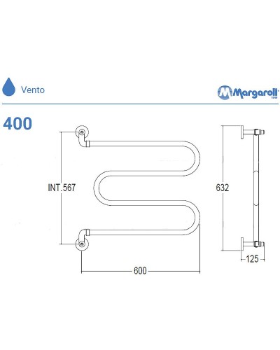Водяной полотенцесушитель Margaroli Vento 400OB Бронза