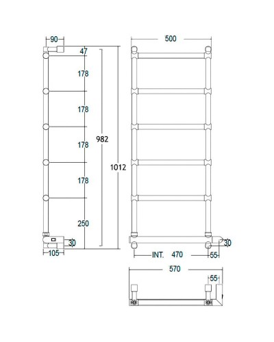Электрический полотенцесушитель Margaroli Sole 542-6 BOX 5424706OBNB Бронза