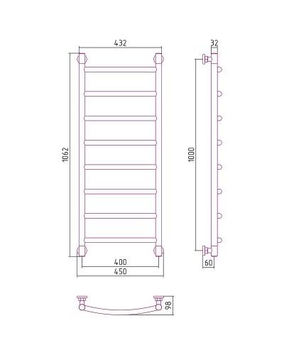 Водяной полотенцесушитель Сунержа Галант+ 1000х400 00-0200-1040 Хром