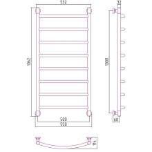 Водяной полотенцесушитель Сунержа Галант+ 1000х500 00-0200-1050 Хром