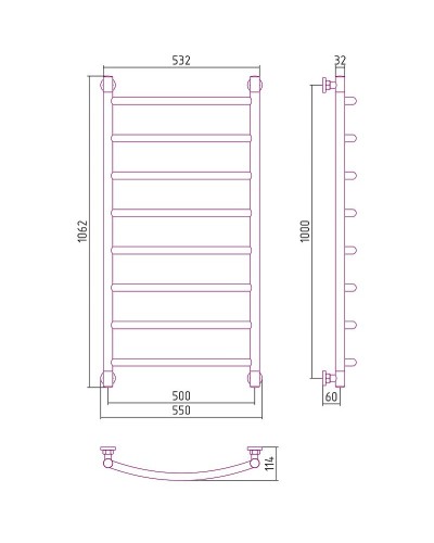 Водяной полотенцесушитель Сунержа Галант+ 1000х500 00-0200-1050 Хром
