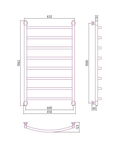 Водяной полотенцесушитель Сунержа Галант+ 1000х600 00-0200-1060 Хром