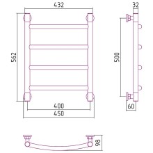 Водяной полотенцесушитель Сунержа Галант+ 500х400 00-0200-5040 Хром