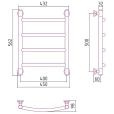 Водяной полотенцесушитель Сунержа Галант+ 500х400 00-0200-5040 Хром