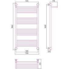 Водяной полотенцесушитель Сунержа Богема+ 1000х500 31-0223-1050 с полкой Черный матовый