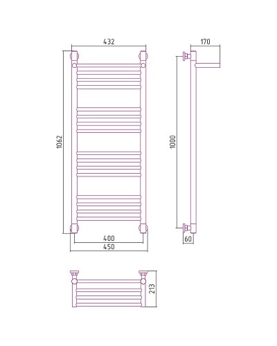 Водяной полотенцесушитель Сунержа Богема+ 1200х400 00-0223-1240 с полкой Хром