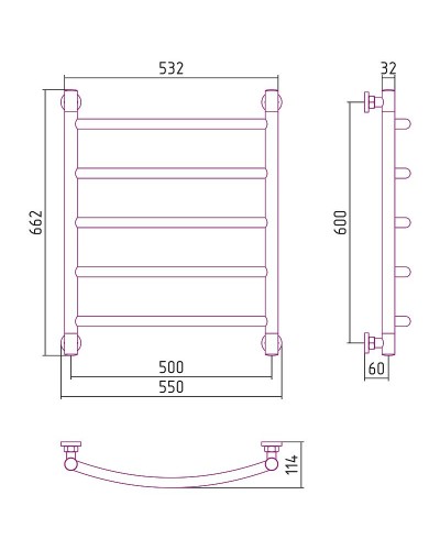 Водяной полотенцесушитель Сунержа Галант+ 600х500 30-0200-6050 Белый матовый