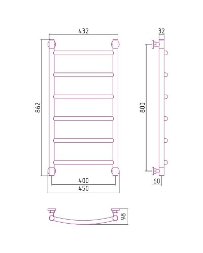 Водяной полотенцесушитель Сунержа Галант+ 800х400 31-0200-8040 Черный матовый