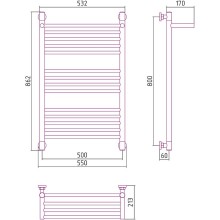 Водяной полотенцесушитель Сунержа Богема+ 800х500 31-0223-8050 с полкой Черный матовый