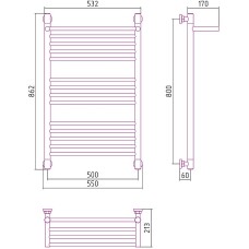 Водяной полотенцесушитель Сунержа Богема+ 800х500 31-0223-8050 с полкой Черный матовый