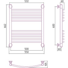 Водяной полотенцесушитель Сунержа Богема+ выгнутая 600х500 30-0221-6050 Белый матовый