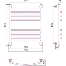 Водяной полотенцесушитель Сунержа Богема+ выгнутая 600х500 30-0221-6050 Белый матовый