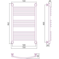 Водяной полотенцесушитель Сунержа Богема+ выгнутая 800х500 31-0221-8050 Черный матовый