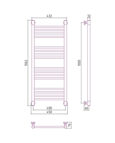 Водяной полотенцесушитель Сунержа Богема+ прямая 1000х400 03-0220-1040 Золото