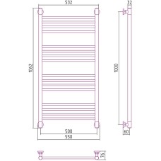 Водяной полотенцесушитель Сунержа Богема+ прямая 1000х500 31-0220-1050 Черный матовый