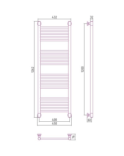 Водяной полотенцесушитель Сунержа Богема+ прямая 1200х500 31-0220-1250 Черный матовый