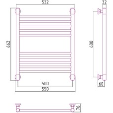 Водяной полотенцесушитель Сунержа Богема+ прямая 600х500 03-0220-6050 Золото
