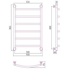 Водяной полотенцесушитель Сунержа Галант+ 800х500 00-0200-8050 Хром