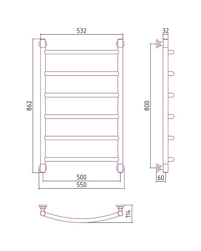 Водяной полотенцесушитель Сунержа Галант+ 800х500 31-0200-8050 Черный матовый