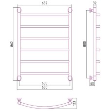 Водяной полотенцесушитель Сунержа Галант+ 800х600 00-0200-8060 Хром