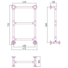 Водяной полотенцесушитель Сунержа Ренессанс 1304 660х400 03-0280-6640 Золото