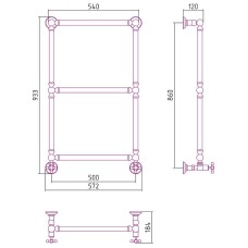 Водяной полотенцесушитель Сунержа Ренессанс 1304 860х500 03-0280-8650 Золото