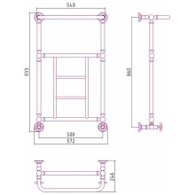 Водяной полотенцесушитель Сунержа Ренессанс 1452 860х500 020-0282-8650 с полкой Шампань