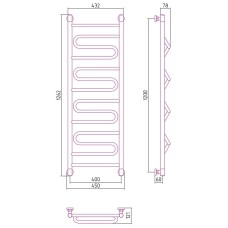 Водяной полотенцесушитель Сунержа Элегия+ 1200х400 00-0205-1240 Хром