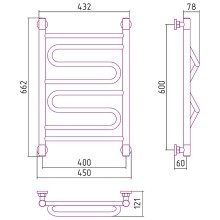 Водяной полотенцесушитель Сунержа Элегия+ 600х400 00-0205-6040 Хром