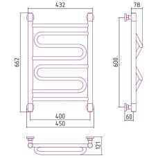 Водяной полотенцесушитель Сунержа Элегия+ 600х400 00-0205-6040 Хром