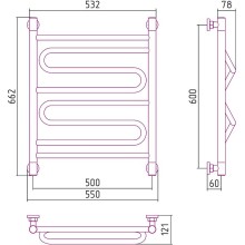 Водяной полотенцесушитель Сунержа Элегия+ 600х500 00-0205-6050 Хром