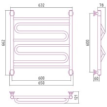 Водяной полотенцесушитель Сунержа Элегия+ 600х600 00-0205-6060 Хром