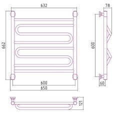 Водяной полотенцесушитель Сунержа Элегия+ 600х600 00-0205-6060 Хром