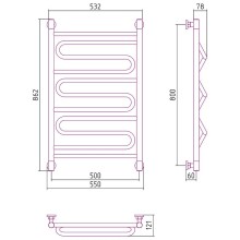Водяной полотенцесушитель Сунержа Элегия+ 800х500 00-0205-8050 Хром