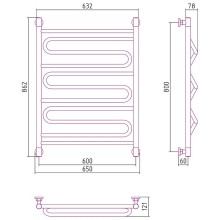 Водяной полотенцесушитель Сунержа Элегия+ 800х600 00-0205-8060 Хром