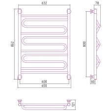 Водяной полотенцесушитель Сунержа Элегия+ 800х600 00-0205-8060 Хром