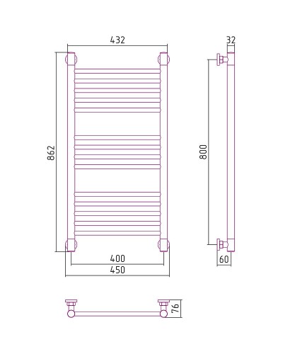 Водяной полотенцесушитель Сунержа Богема+ прямая 800x400 12-0220-8040 Белый