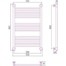 Водяной полотенцесушитель Сунержа Богема+ прямая 800х500 31-0220-8050 Черный матовый