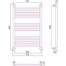 Водяной полотенцесушитель Сунержа Богема+ прямая 800х500 31-0220-8050 Черный матовый