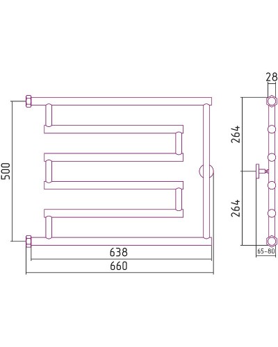 Водяной полотенцесушитель Сунержа High-Tech L 500x650 12-0052-5065 Белый