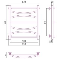 Водяной полотенцесушитель Сунержа Ажур 600х500 00-0255-6050 Хром