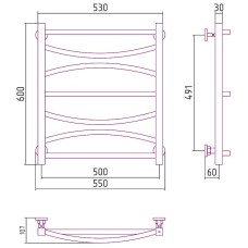 Водяной полотенцесушитель Сунержа Ажур 600х500 00-0255-6050 Хром