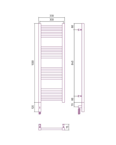 Электрический полотенцесушитель Сунержа Модус 3.0 1000x500 R 00-5701-1050 Хром