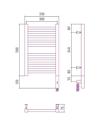 Электрический полотенцесушитель Сунержа Модус 3.0 500х300 R 00-5701-5030 Хром