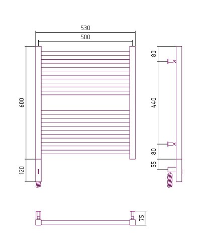 Электрический полотенцесушитель Сунержа Модус 3.0 600х500 L 00-5700-6050 Хром