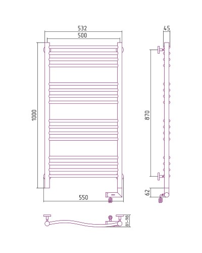 Электрический полотенцесушитель Сунержа Флюид 2.0 1000x500 R 30-5221-1050 Белый матовый
