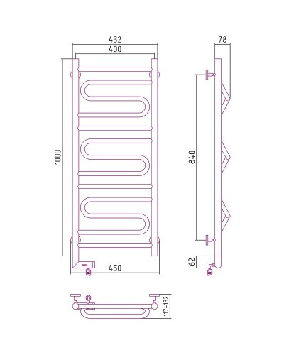 Электрический полотенцесушитель Сунержа Элегия 2.0 1000x400 L 00-5218-1040 Хром