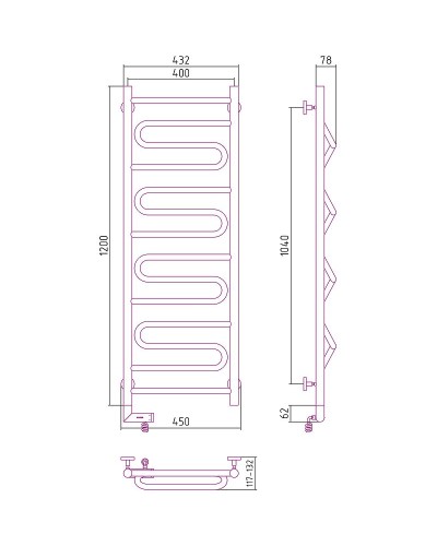 Электрический полотенцесушитель Сунержа Элегия 2.0 1200x400 L 00-5218-1240 Хром