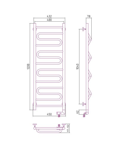 Электрический полотенцесушитель Сунержа Элегия 2.0 1200x400 R 00-5219-1240 Хром