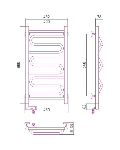 Электрический полотенцесушитель Сунержа Элегия 2.0 800x400 L 00-5218-8040 Хром